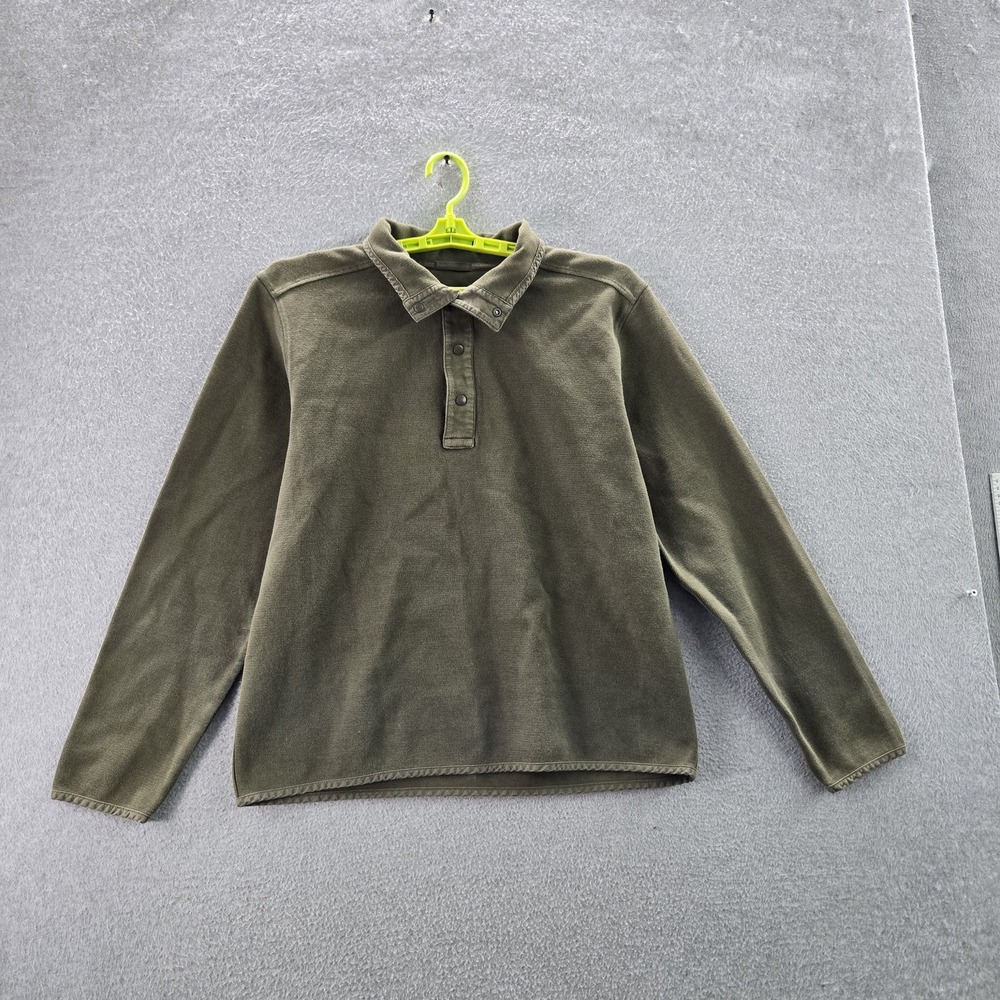 REI Cooperative Men Sweater LARGE Green‎ Cotton Nylon Gorpcore Collar